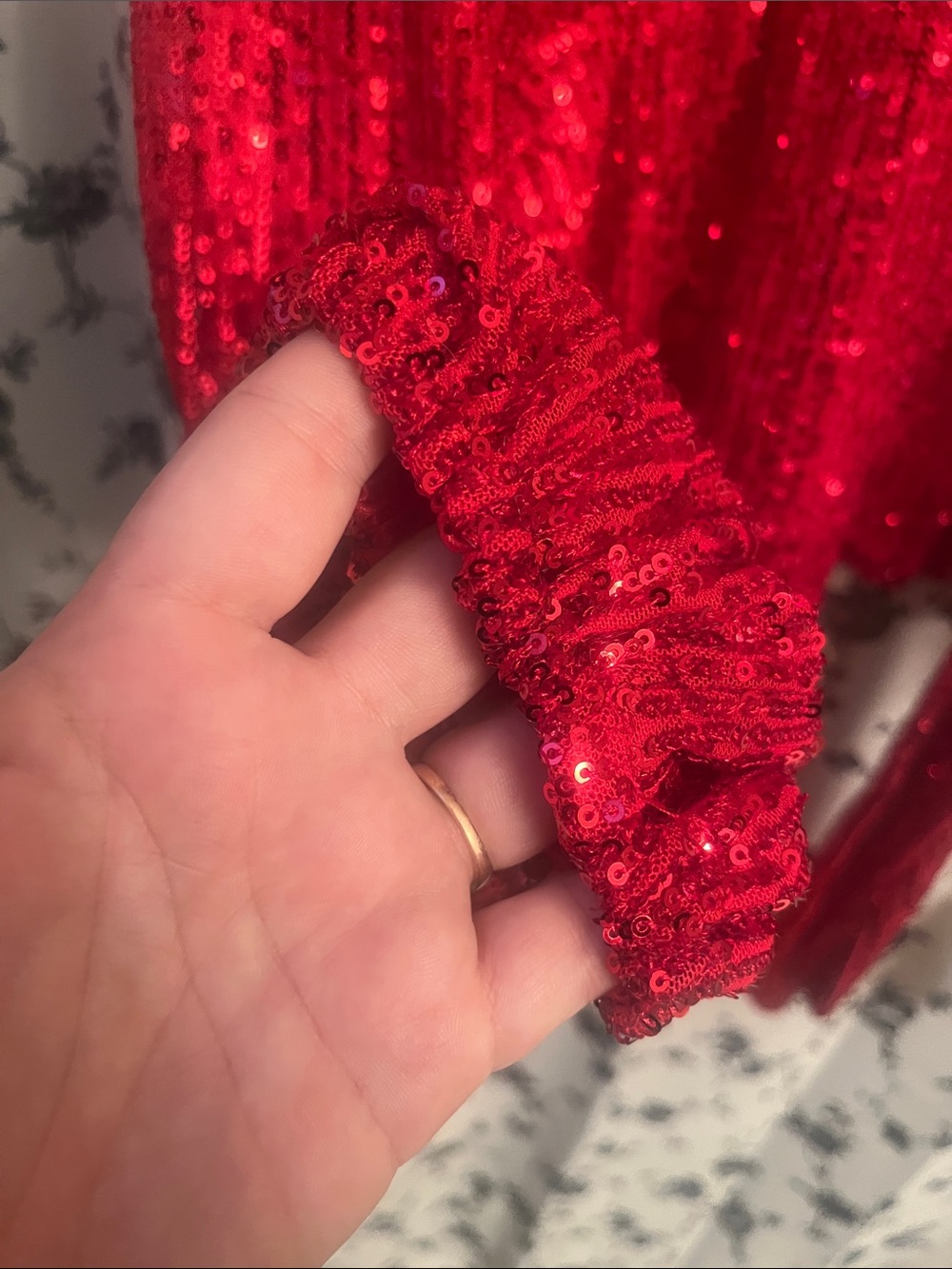Nanette Lepore NWT Lava Red Sequins Faux Wrap Blouse - Picture 4 of 7